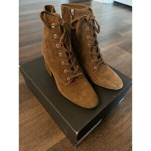 J. Crew Suede Lace Up Sadie Booties in Dark Pecan Size 7